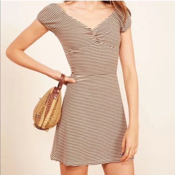 Reformation Dresses & Skirts - Reformation Viola Brown White Stripe Skater Dress